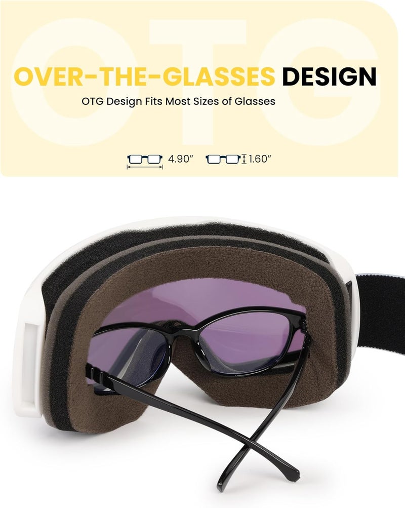 Snower Kids Ski Goggles, Anti-Fog Snow Goggles with OTG Design, 100% UV Protection, HD Lens for Kids Boys Girls - Image 3